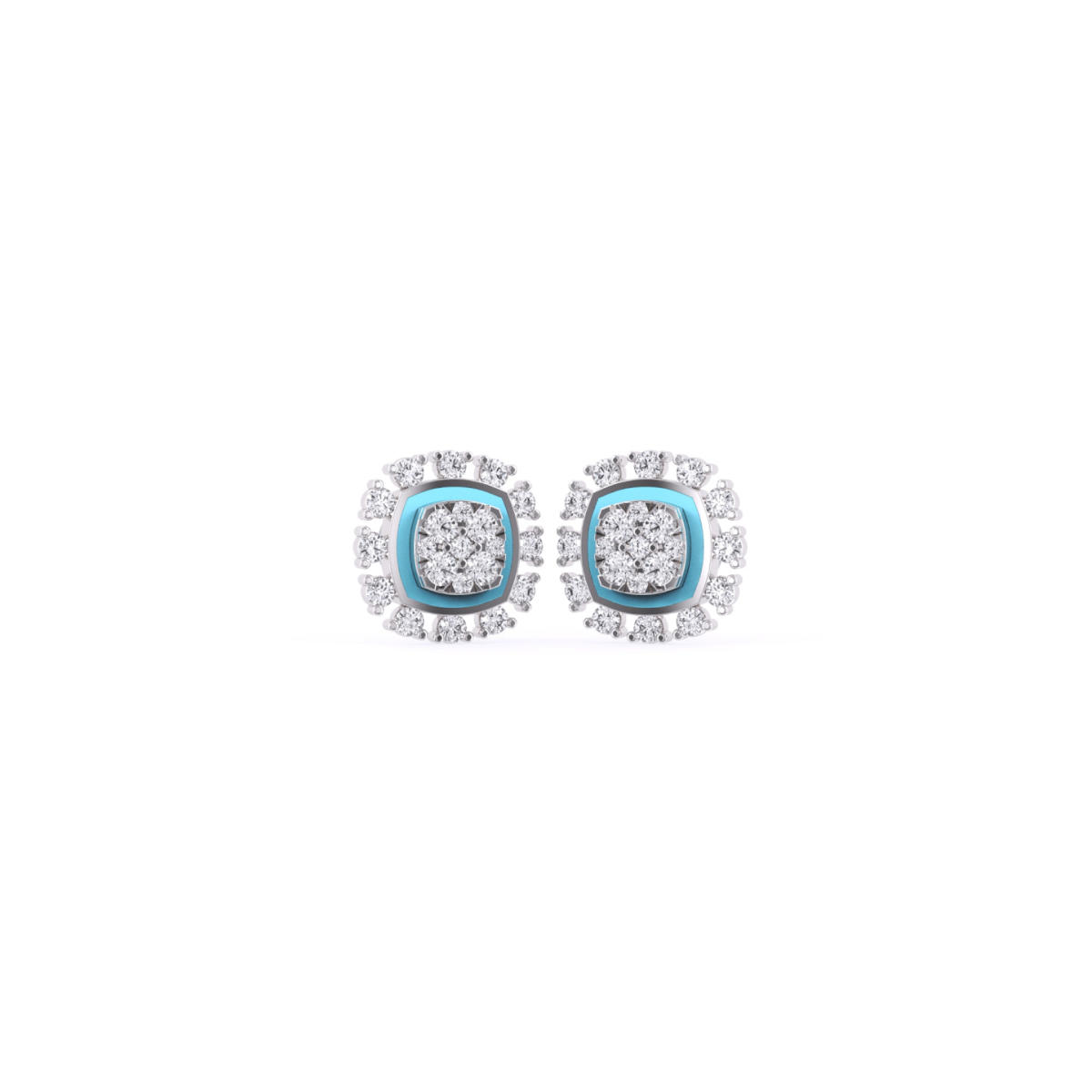 Flower Round Diamond Studs Earrings